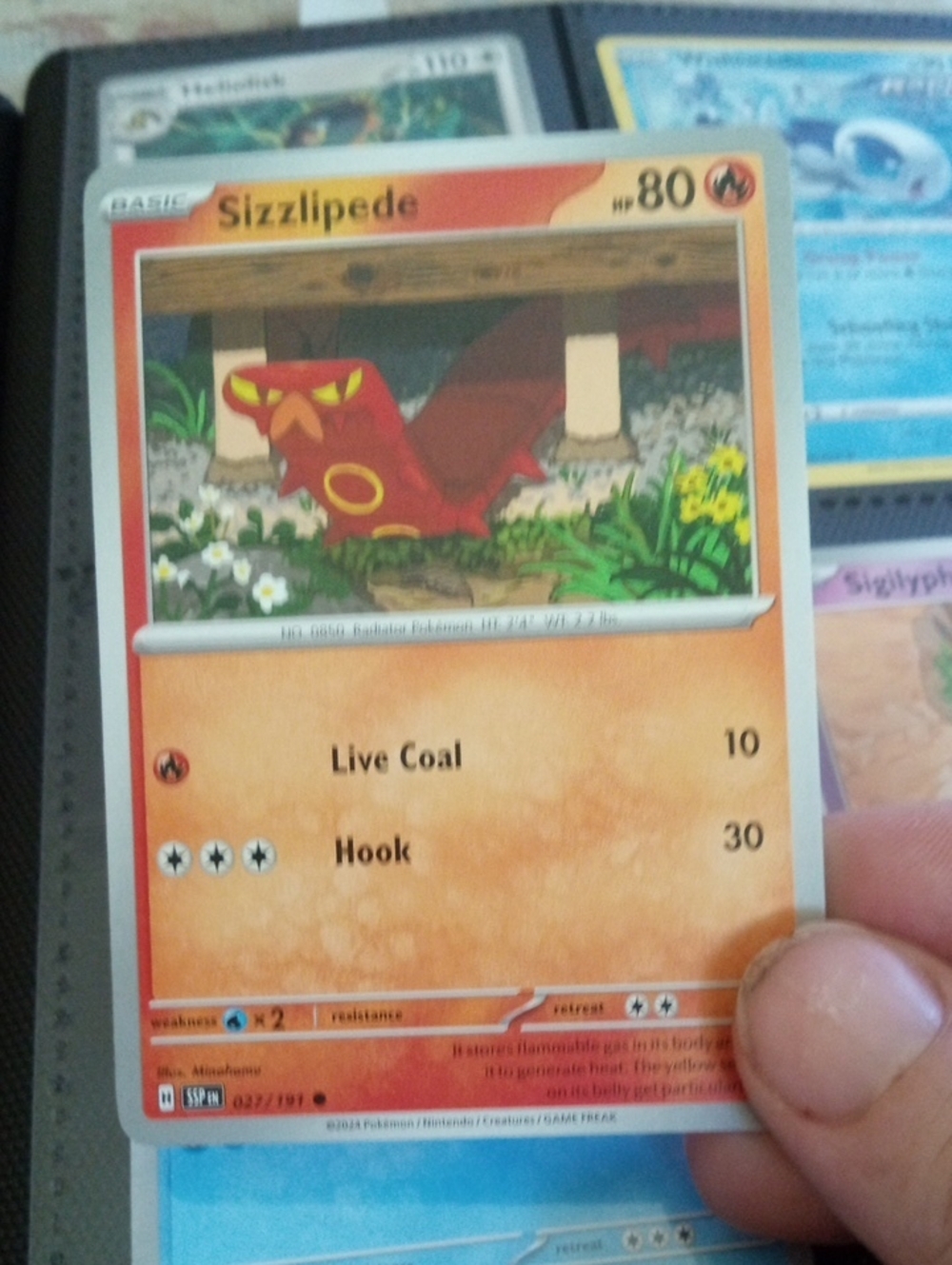 Pokemon Sizzlipede Trading Card - Orange and Red Artwork